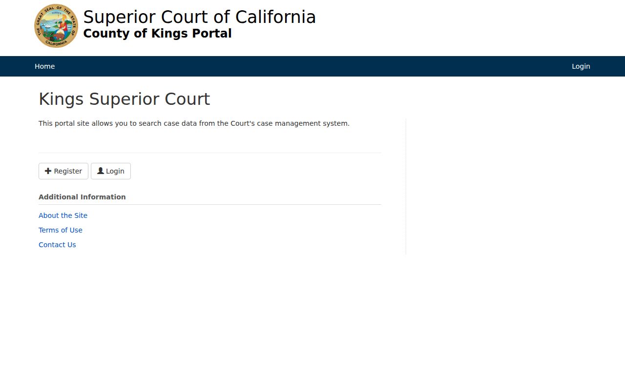 Hanford people search at the Kings Superior Court public portal
