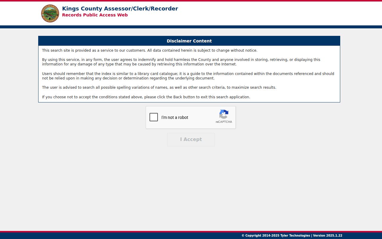Hanford people search through Kings County clerk public indexes