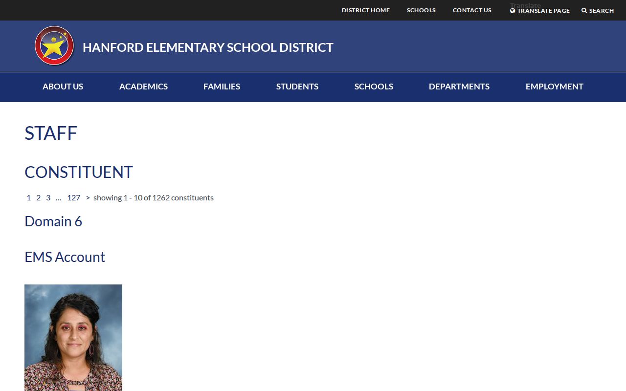 Hanford people directories elementary school staff results